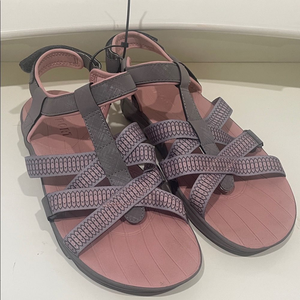 JSport Kaia Women's Grey Pink Strap Sport Sandals
